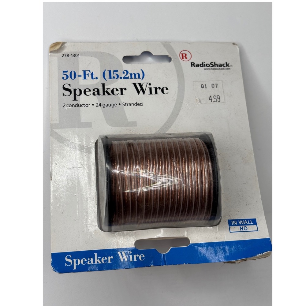 RadioShack Speaker Wire 50 ft Copper 24 Gauge Stranded 2-Conductor 278-1301